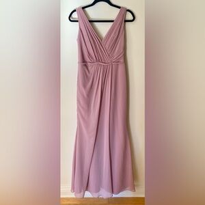 David's Bridal Faux-Wrap Pleated Chiffon Bridesmaid Dress in Quartz Size 8